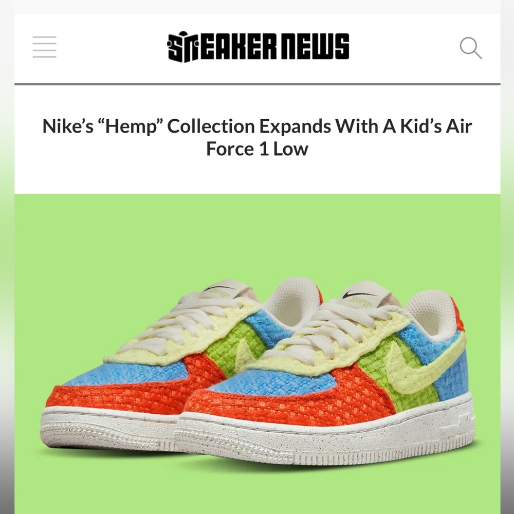 Nike Air Force 1 Low Hemp, Size 8C, NWOT or box. Mint condition.